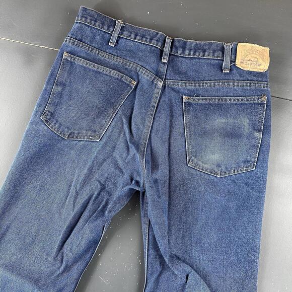 VTG JCPenny Jeans Men 33x31 Blue Dark Wash Plain Pockets Bootcut Smoke Rise 70's - Picture 6 of 9